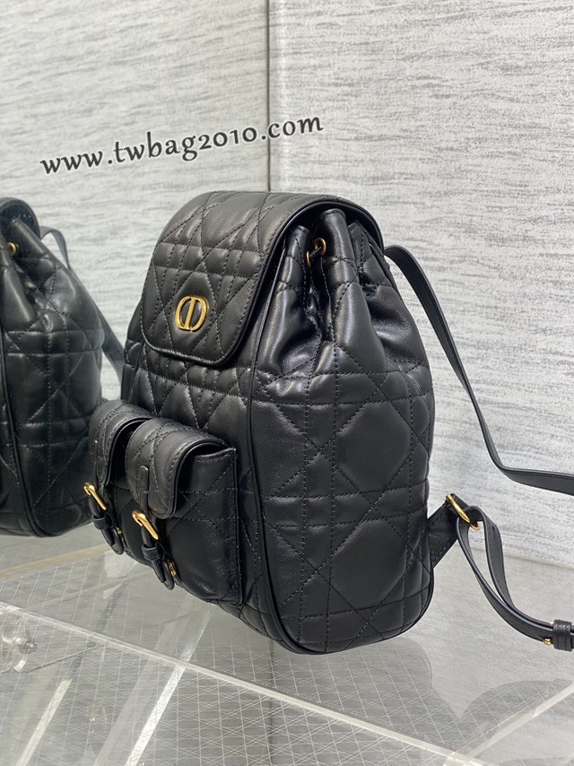 Dior专柜新款迪奥高仿原单黑色Caro秋冬系列大号双肩包 djfk1250